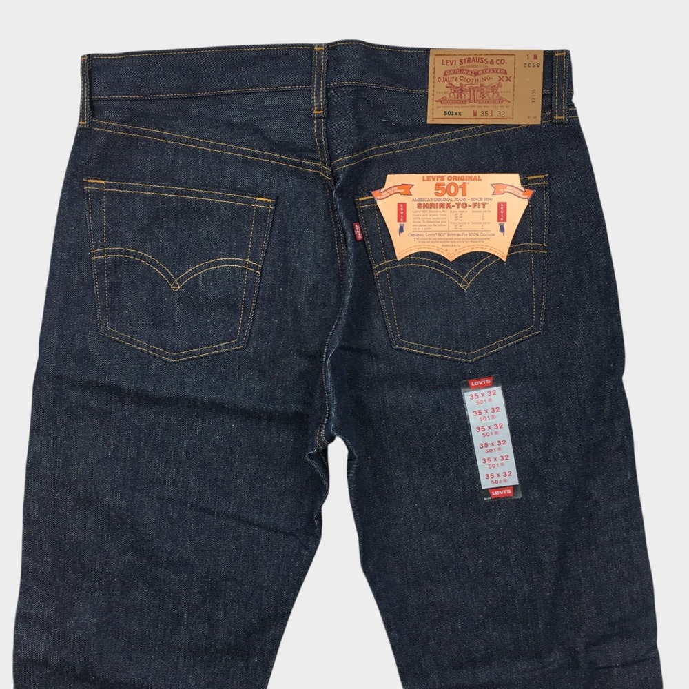 NEW! VINTAGE 90s Levis 501xx Jeans Mens 35x32 Dark Indigo Blue Made in USA